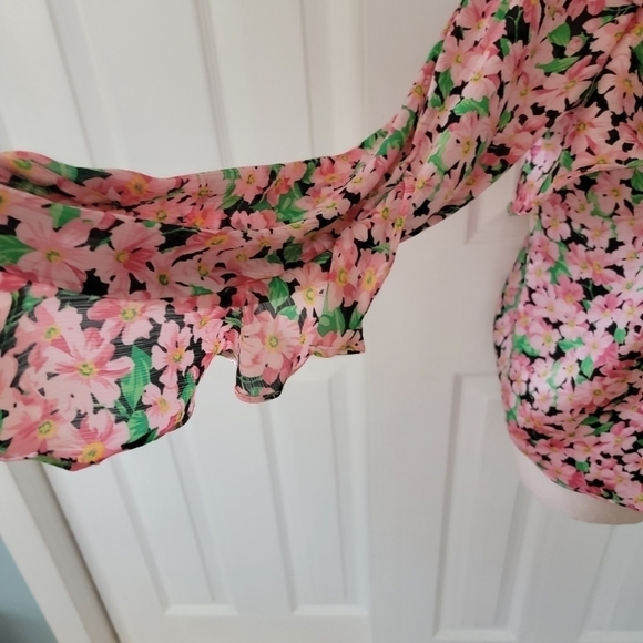 Zara Floral Long Sleeve Blouse M - Picture 5 of 11